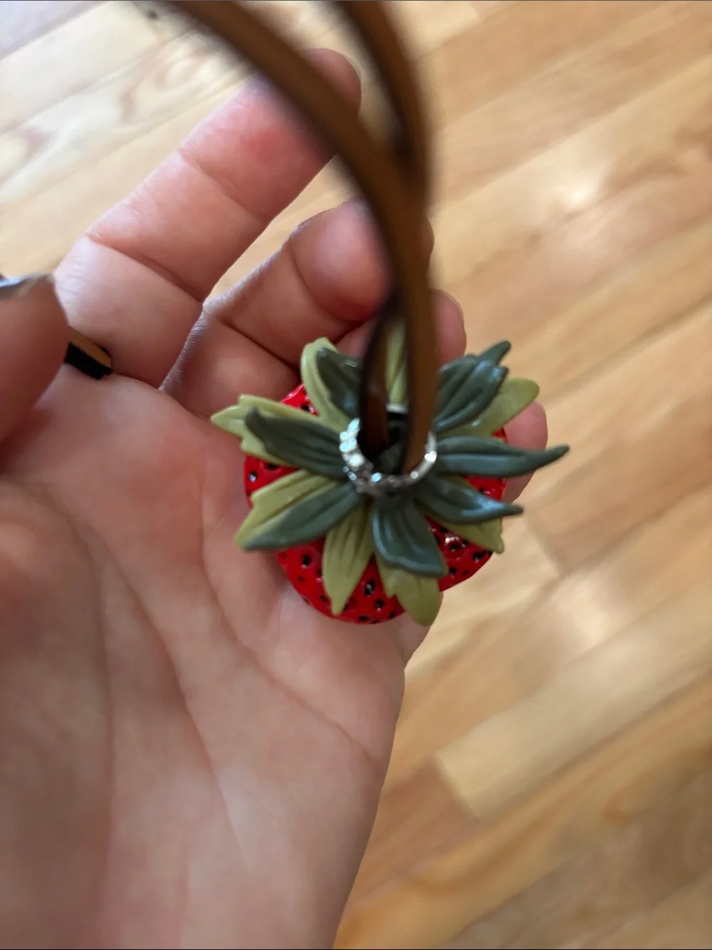 Tory Burch Red Strawberry Leather Bag Charm
